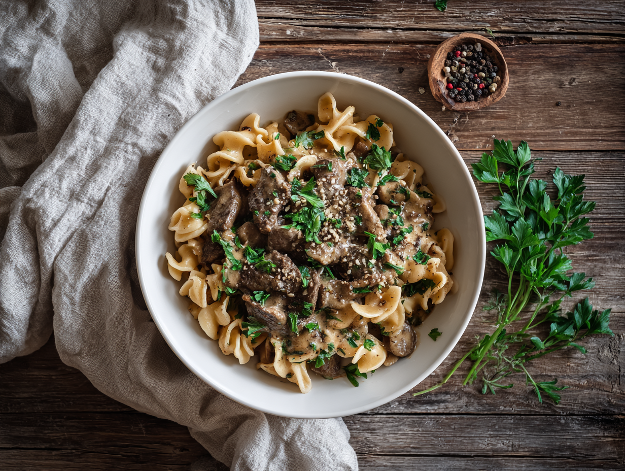 High Protein Beef Stroganoff