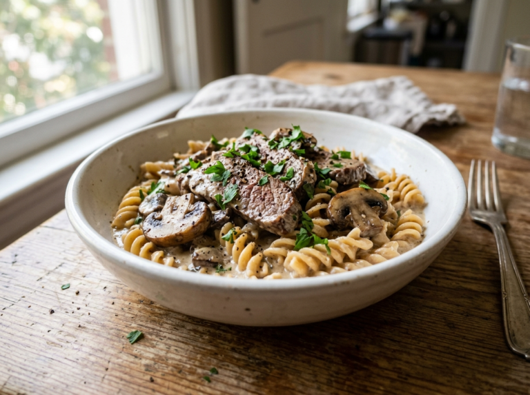 High Protein Beef Stroganoff
